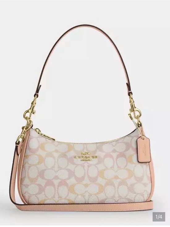 Coach Handbags - Coach Signature Pastel mini Teri Pink & Cream Shoulder Bag